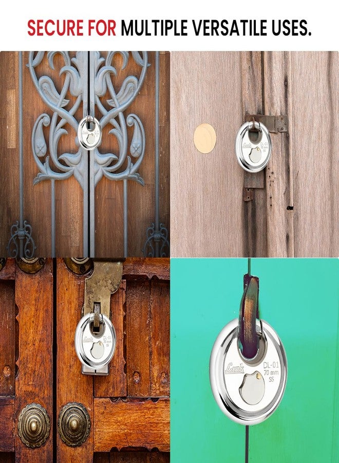 Link Lock | DL-01 70 mm SS | Padlock for Doors, Gates & Lockers | Hardened Shackle, Stainless Steel Body, 3 Hi-Tech Silver Keys, Ultra-Secure Lock - Image 5